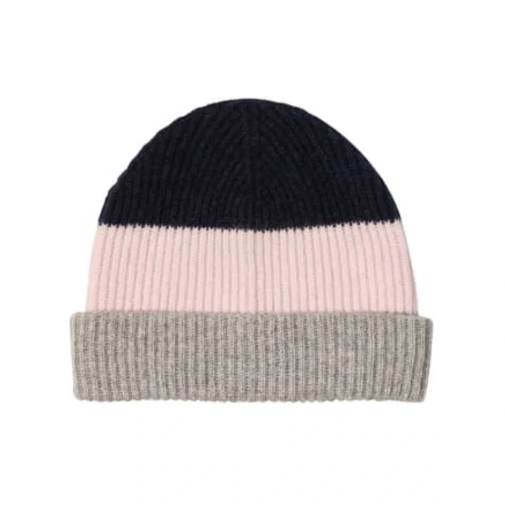Amicale Cashmere Chunky Cuff Colorblock Beanie